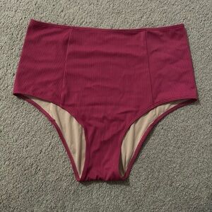 Kortni Jean Magenta “cut high” swim bottoms